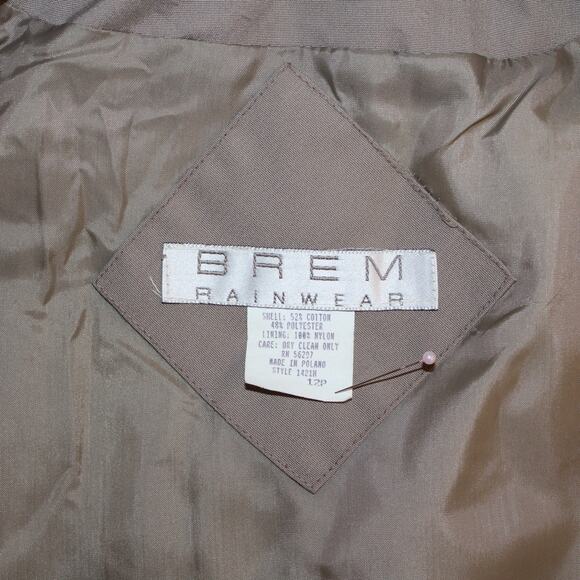 VTG BREM Rainwear Ladies Trench Coat, Double Button, Belted Long sz 12 Petite - Picture 2 of 10